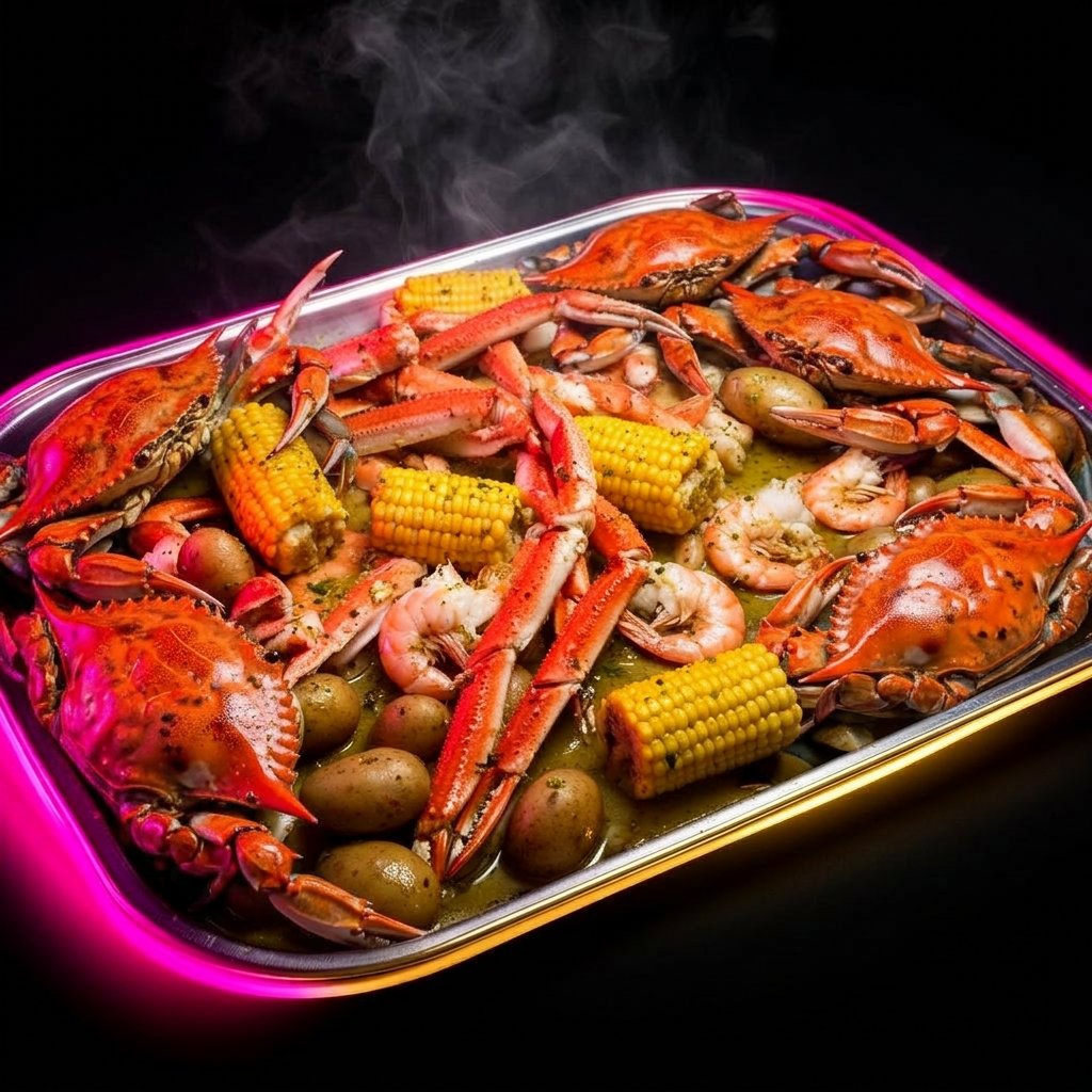 Garlic butter seafood tray